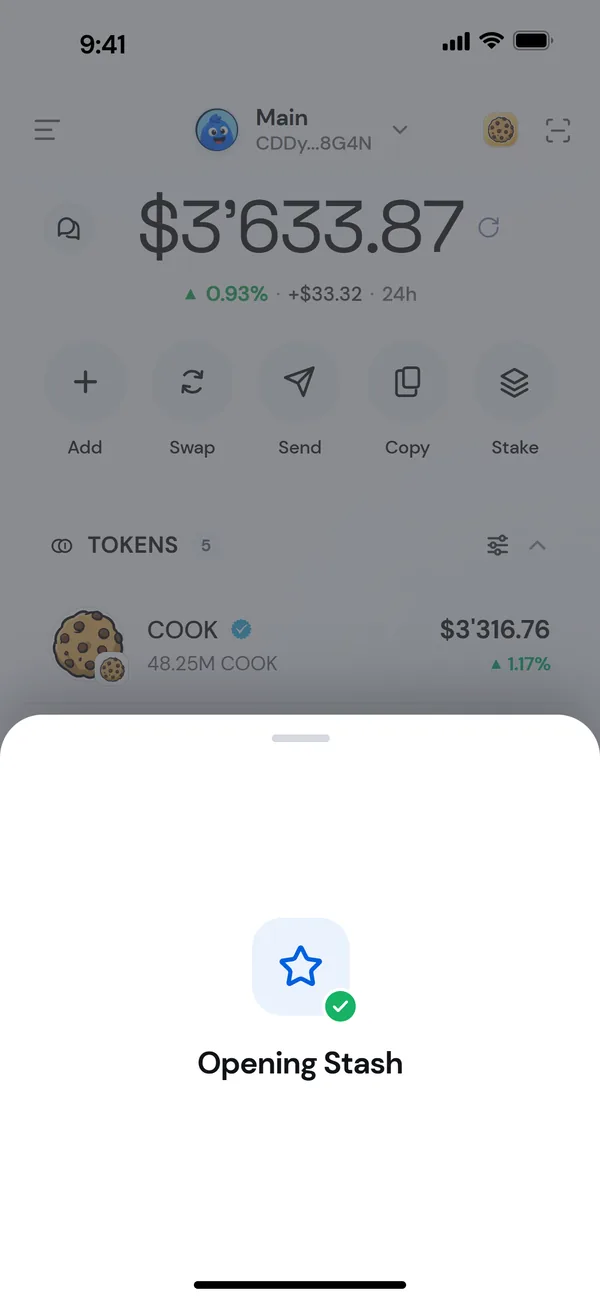 Voice search opening the Stash